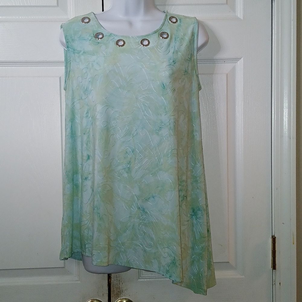 New Directions mint green yellowish blend sleeveless blouse Sz M NWOT